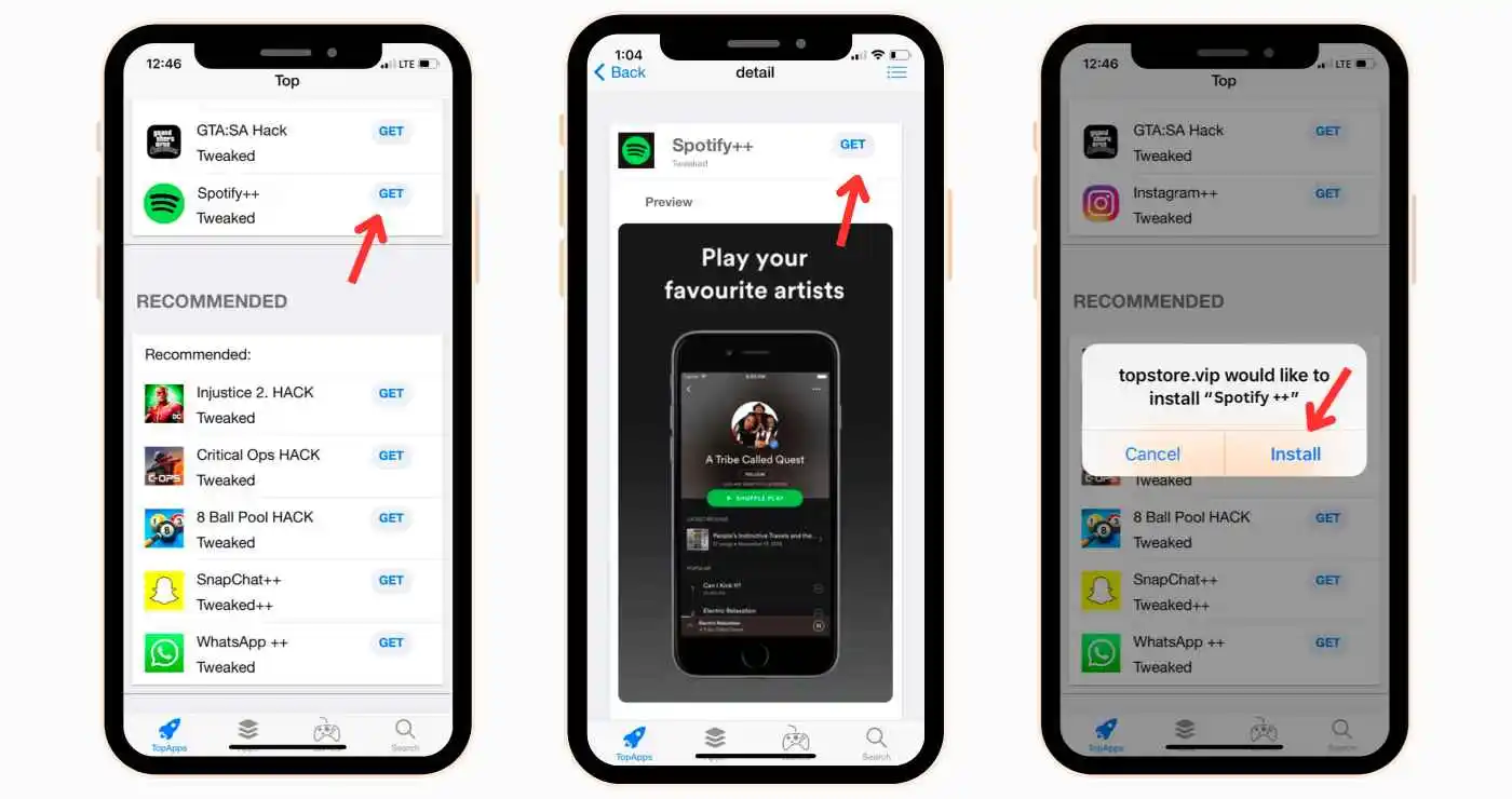 Spotify++ Download Using TopStore 2