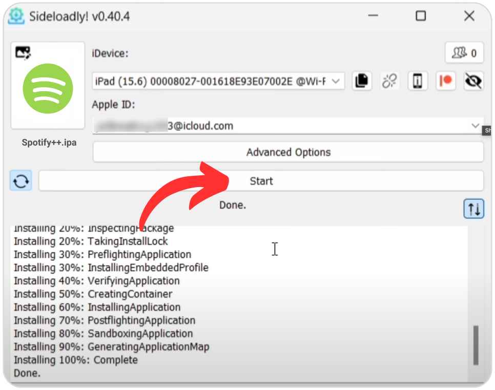 Sideloading Spotify Premium IPA on iPhone Using Sideloadly